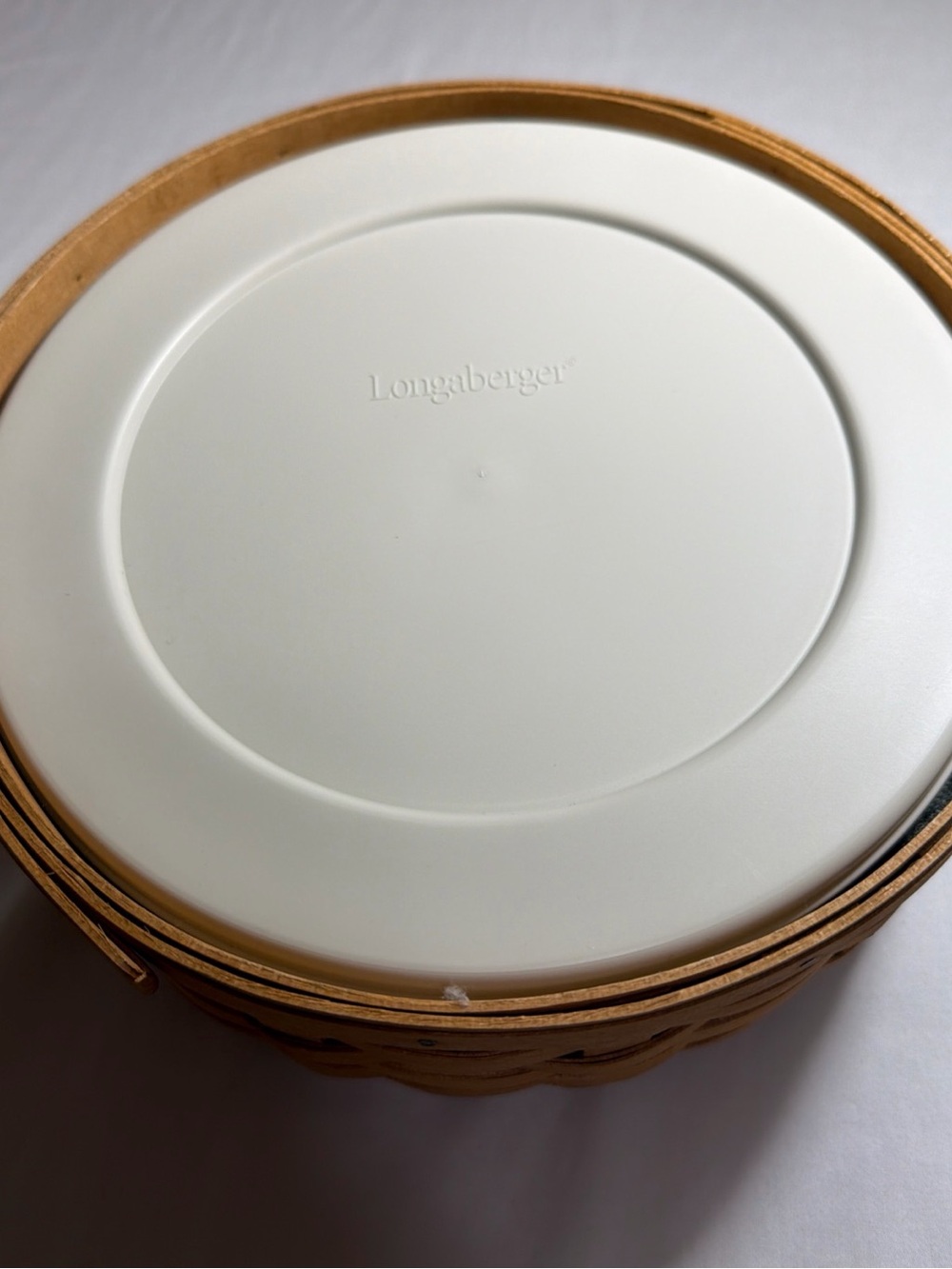 Longaberger 2007 Round Keeping Basket 9" Plastic Lid Protector Green Liner Set